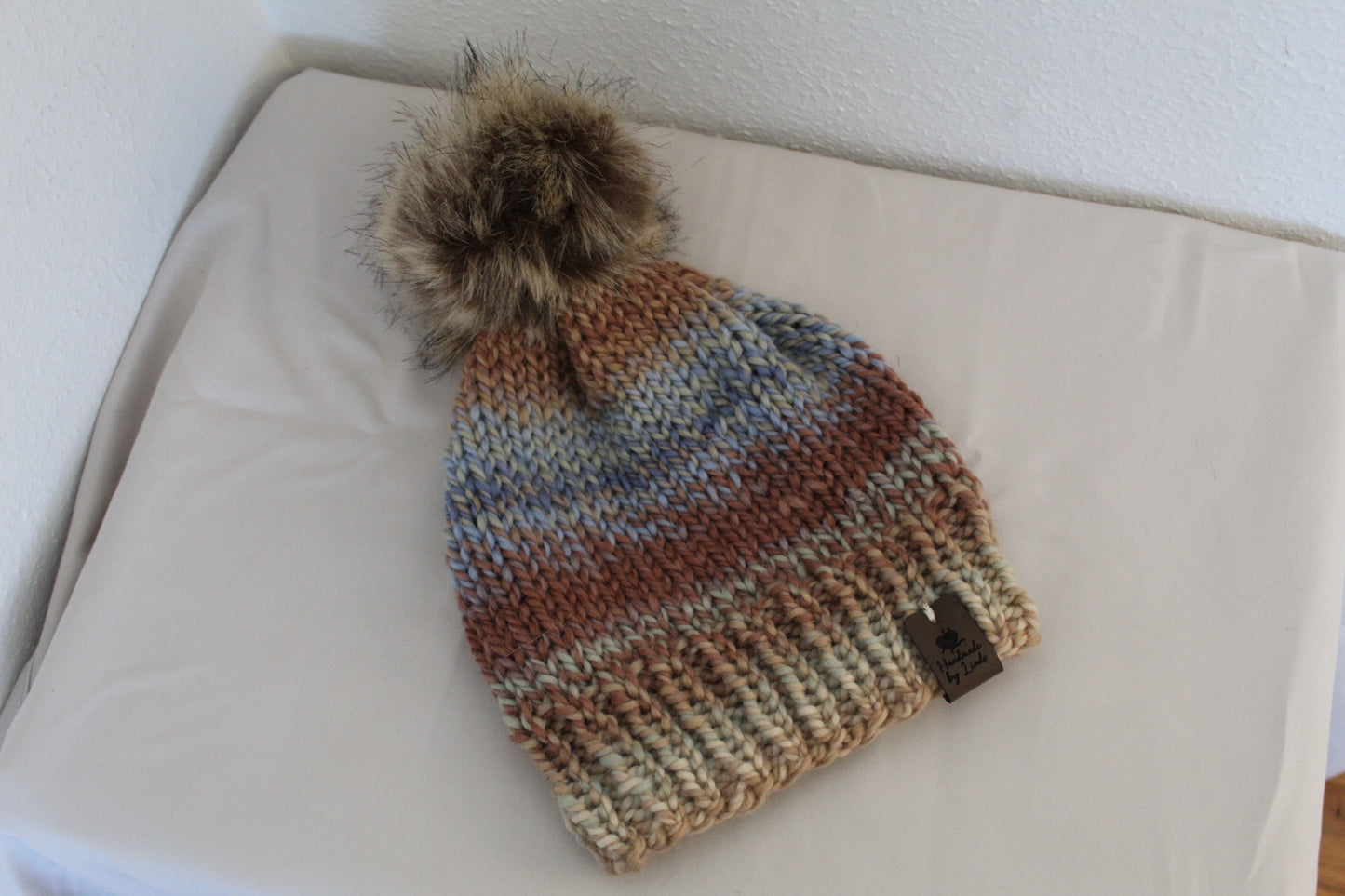 'MARGARET' Hat in LANDSCAPE with FAUX FUR POM