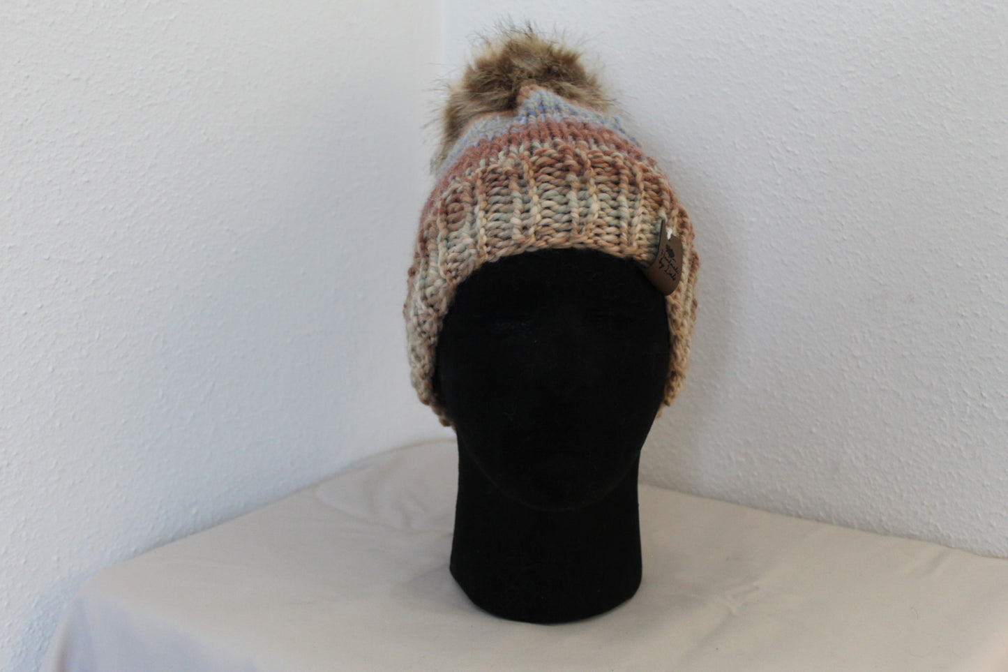 'MARGARET' Hat in LANDSCAPE with FAUX FUR POM
