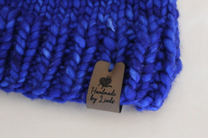 ‘MARGARET’ Hat in MATISSE BLUE with FAUX FUR POM