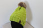 ‘MARGARET’ Hat in APPLE GREEN with FAUX FUR POM