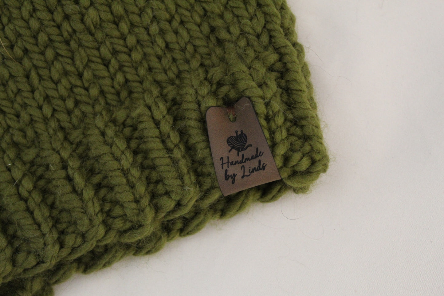 ‘MARGARET’ Hat in OLIVE GREEN with FAUX FUR POM