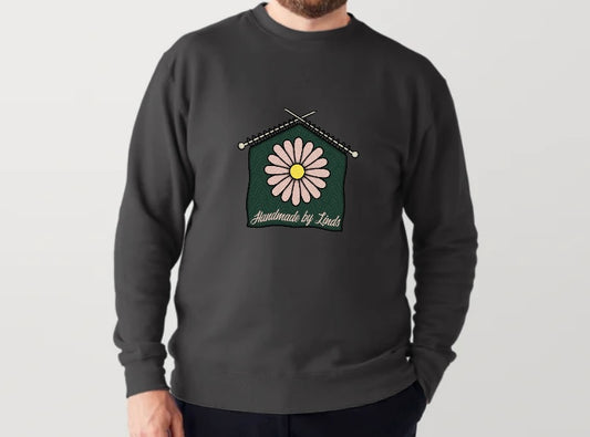 Handmade by Linds Crew Neck Sweatshirt - Knitting Logo