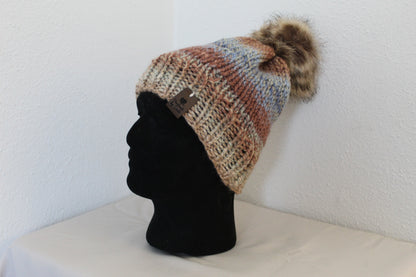 'MARGARET' Hat in LANDSCAPE with FAUX FUR POM