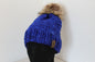 ‘MARGARET’ Hat in MATISSE BLUE with FAUX FUR POM