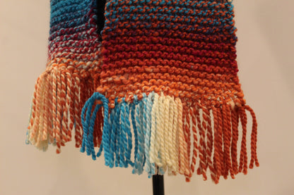 Chromatic Twist Wool Knit Scarf in SOUTHWEST SUNRISE