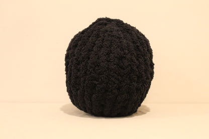 Chunky Knit Round Pillow Pouf in BLACK