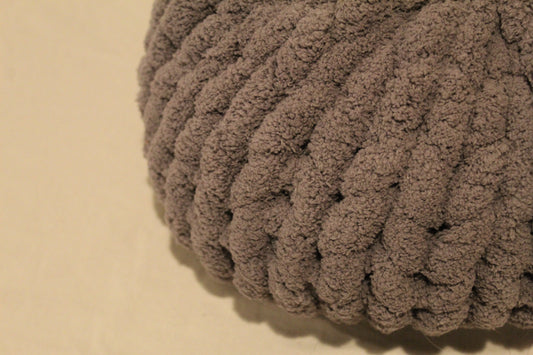 Chunky Knit Round Pillow Pouf in SMOKE GREY