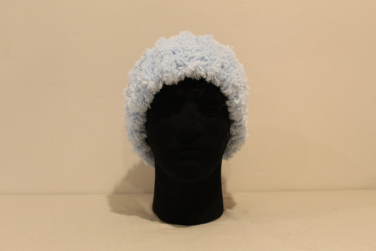 Faux Fur Knit Winter Headband in PASTEL BLUE